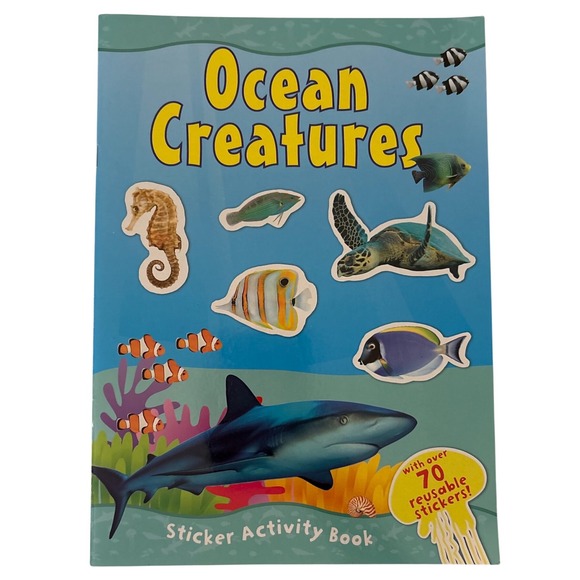 Ocean Creatures Sticker Activity Book Over 70 Reusable Stickers Kids Sharks - Picture 1 of 16